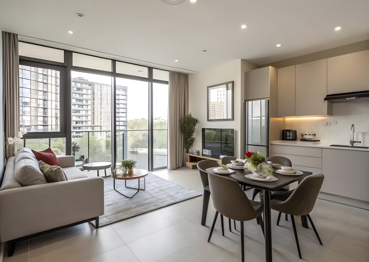 Apartment living room with large windows. Apartment cleaning in West Hartford.
