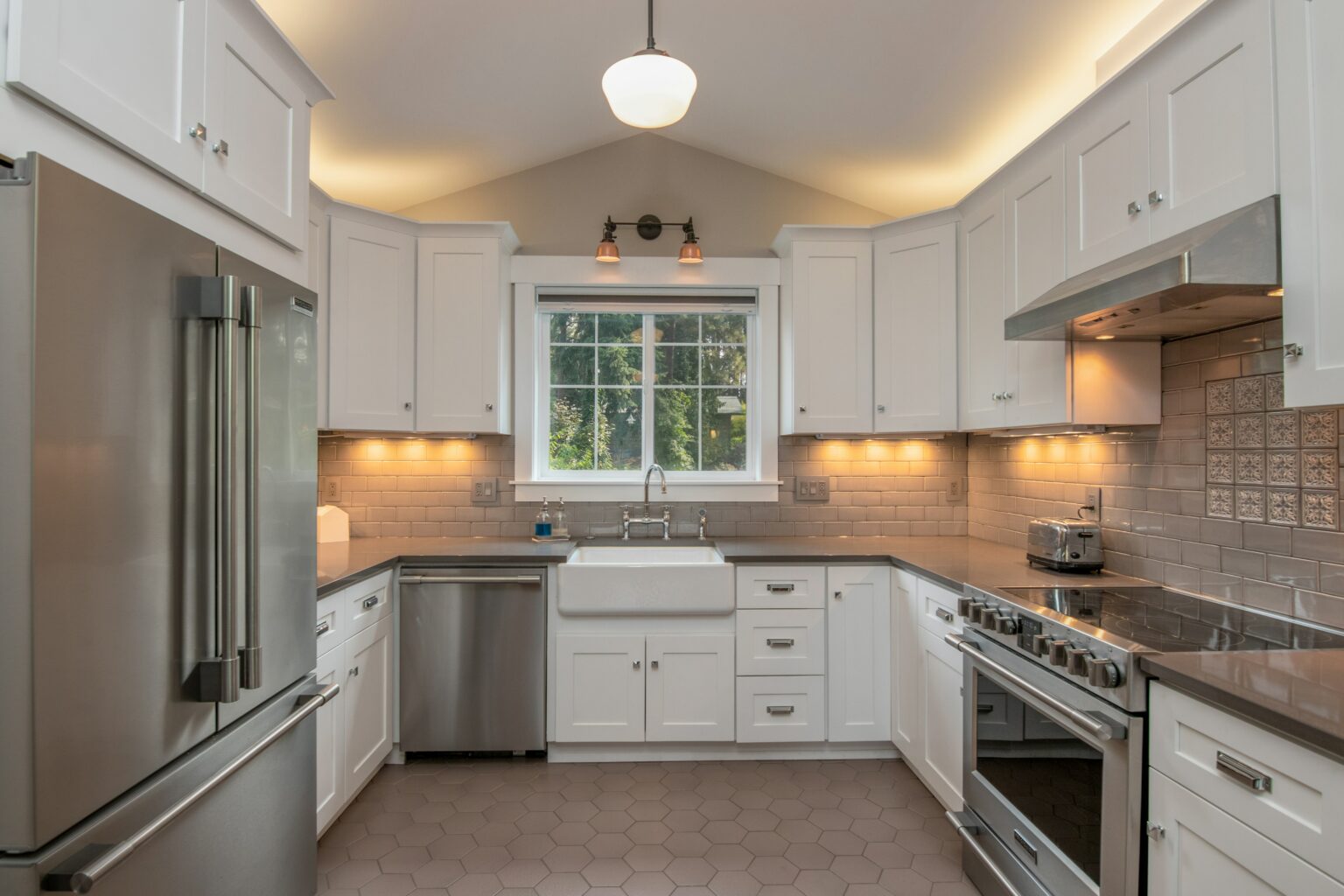 Kitchen with under-cabinet lighting